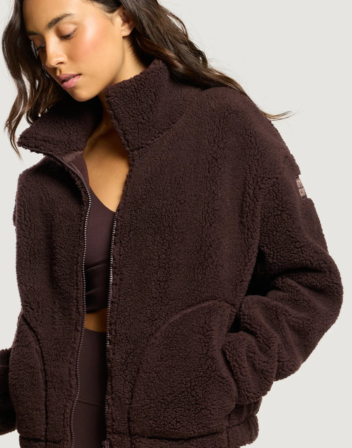 Gym+Coffee Industry High Collar Womens Fleece Jacket - Bog Dog Running