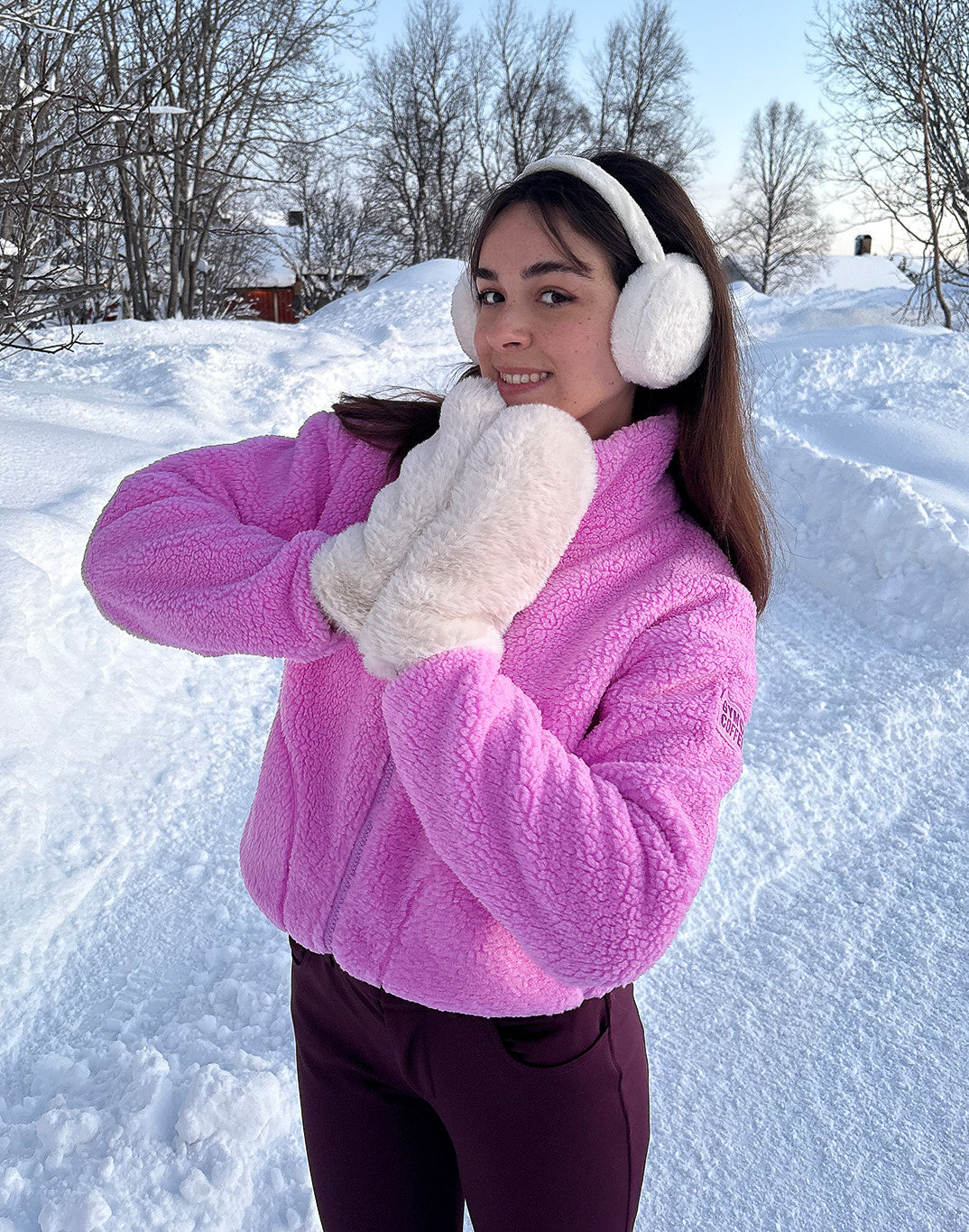 Gym+Coffee Industry High Collar Womens Fleece Jacket - Bog Dog Running