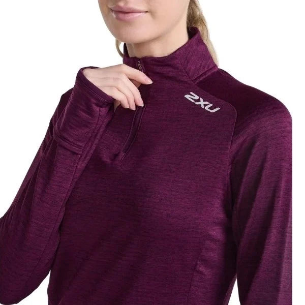 2XU Women's Ignition 1/4 Zip Beet/Silver XL - Bog Dog Running