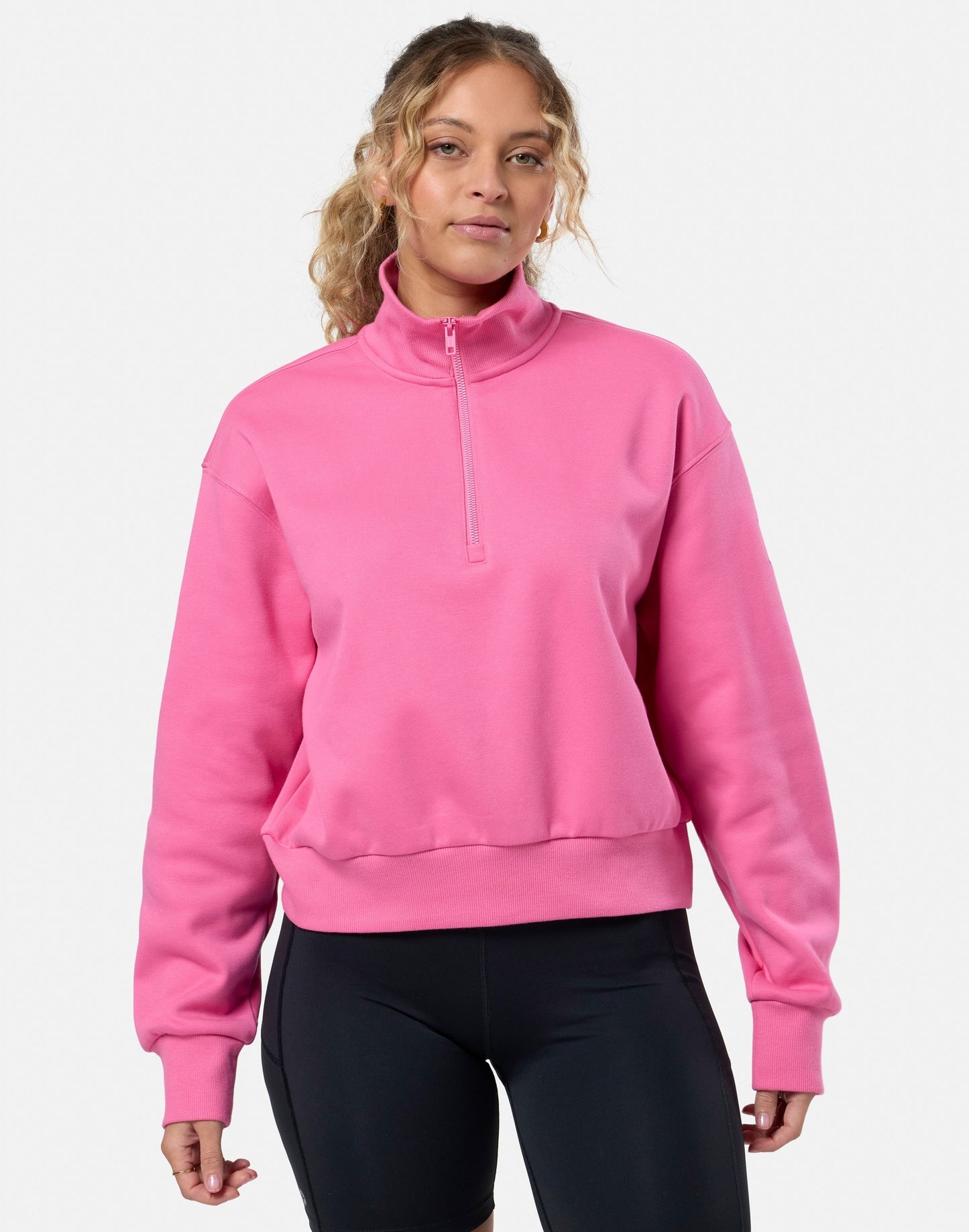 Gym+Coffee Ribbed Quarter Zip Ladies Sweatshirt - Bog Dog Running