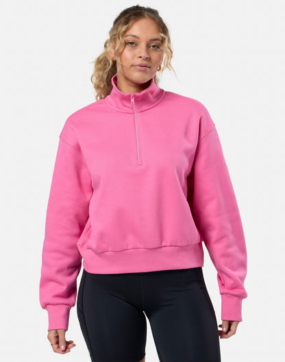 Gym+Coffee Ribbed Quarter Zip Ladies Sweatshirt - Bog Dog Running