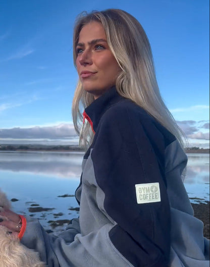 Gym + Coffee Half Zip Polar Unisex Fleece - Bog Dog Running