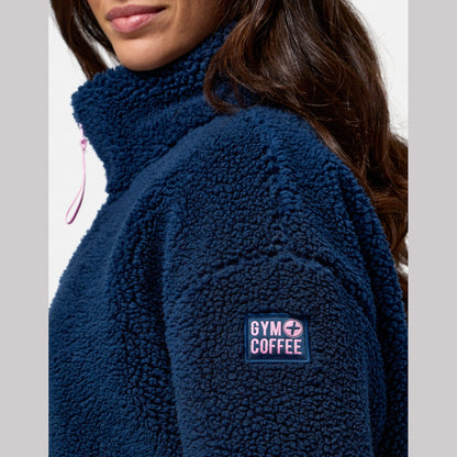 Gym+Coffee Industry High Collar Womans Fleece Jacket - Bog Dog Running