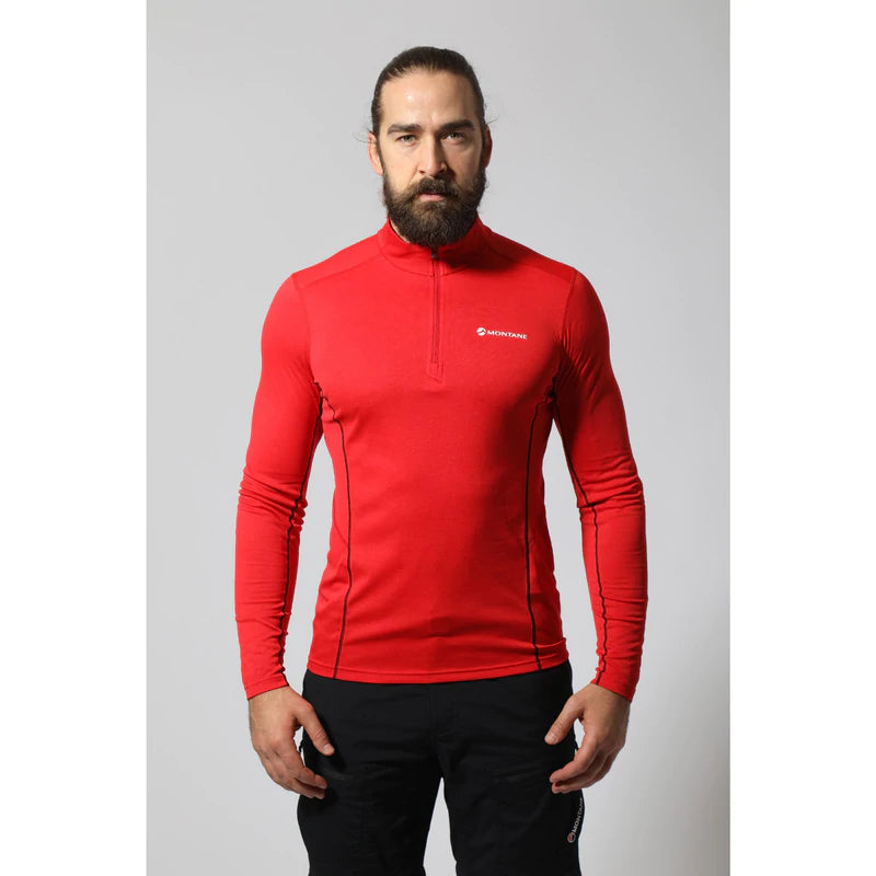 Montane Men's Dart Zip Neck L/S T-Shirt Bog Dog Running