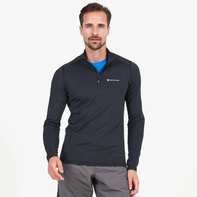 Montane Men's Dart Zip Neck L/S T-Shirt Bog Dog Running