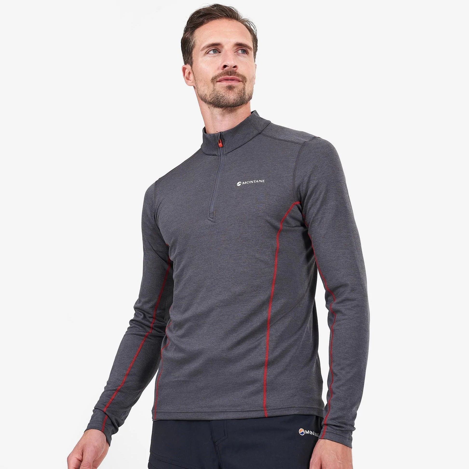 Montane Men's Dart Zip Neck L/S T-Shirt Bog Dog Running