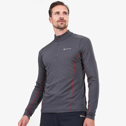 Montane Men's Dart Zip Neck L/S T-Shirt Bog Dog Running