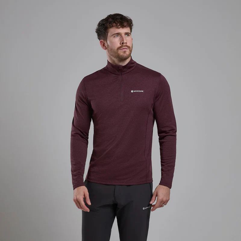 Montane Dart Zip Neck L/S Men's T-Shirt - Bog Dog Running