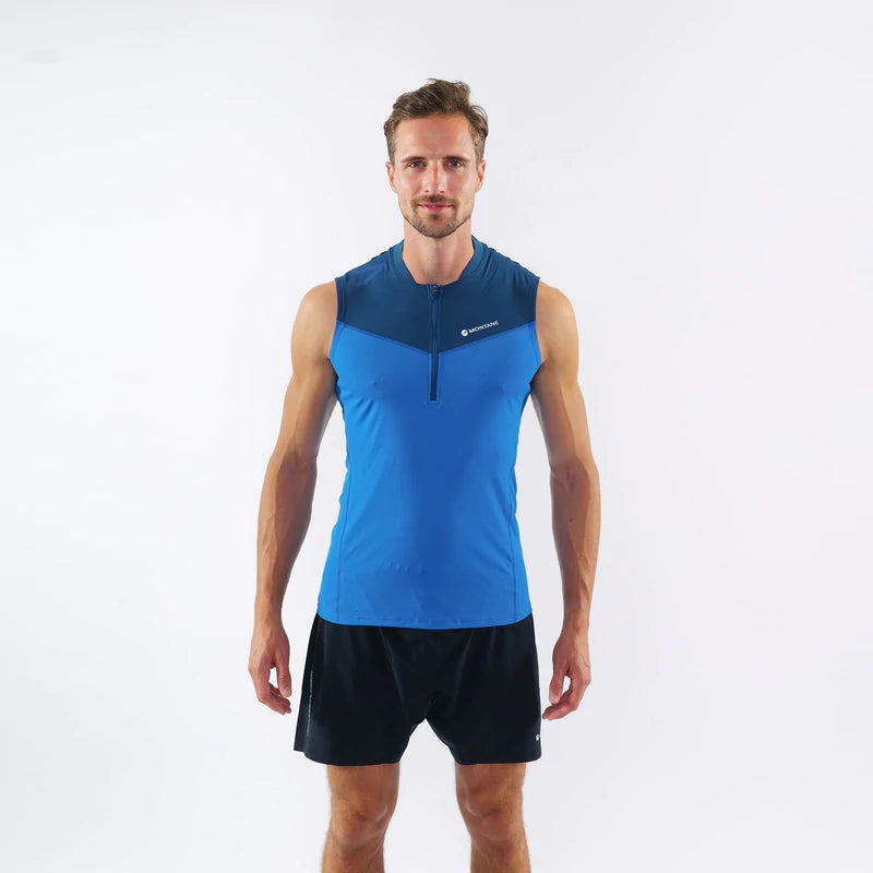Montane Men's Dragon Zip Tank Bog Dog Running