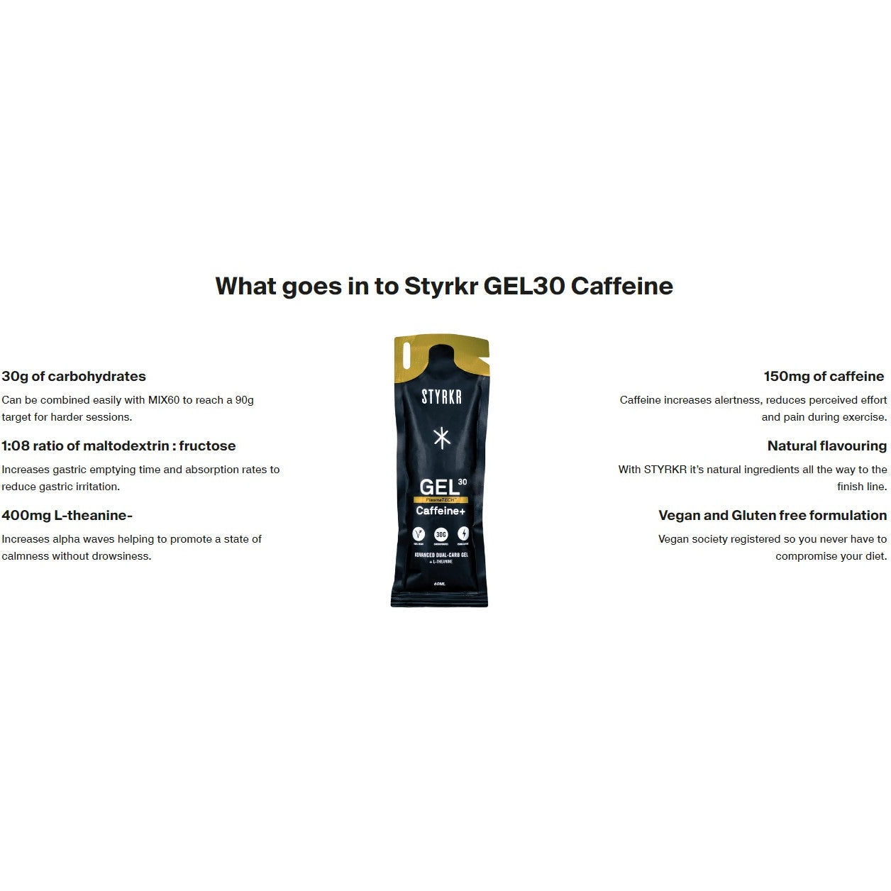 STYRKR GEL30 Caffeine Dual-Carb Energy Gel - Single Bog Dog Running